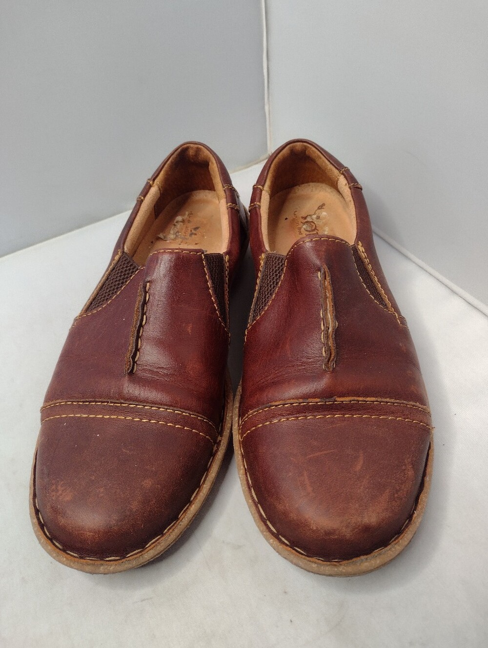 Born Womens Nampa Nubuck Brown  Leather Loafer Shoes 10 Distressed QQ